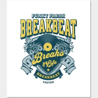 BREAKBEAT  - Funky Fresh Breaks 4 Life (slate/yellow) Posters and Art